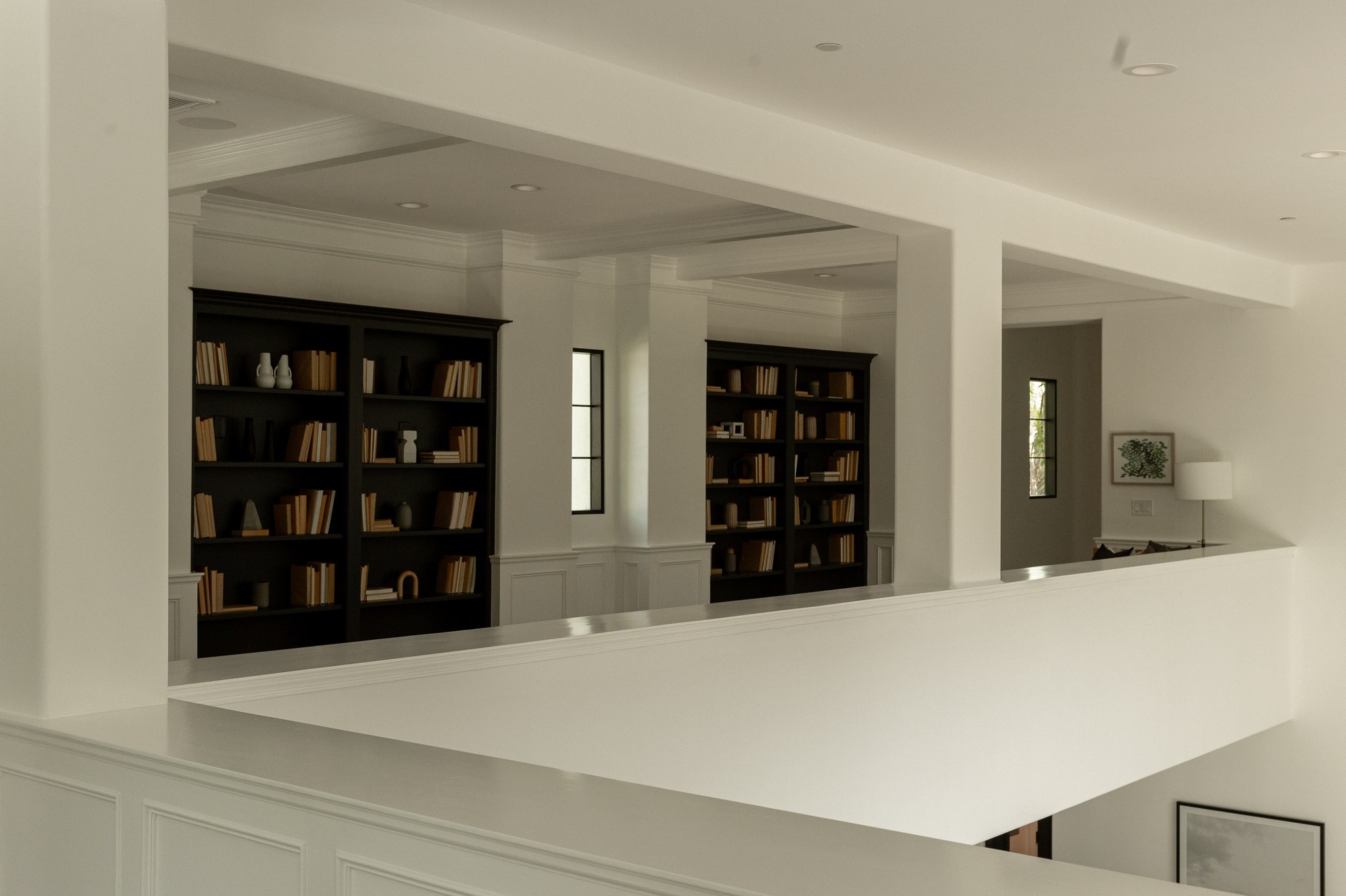 Upper landing, library shelving