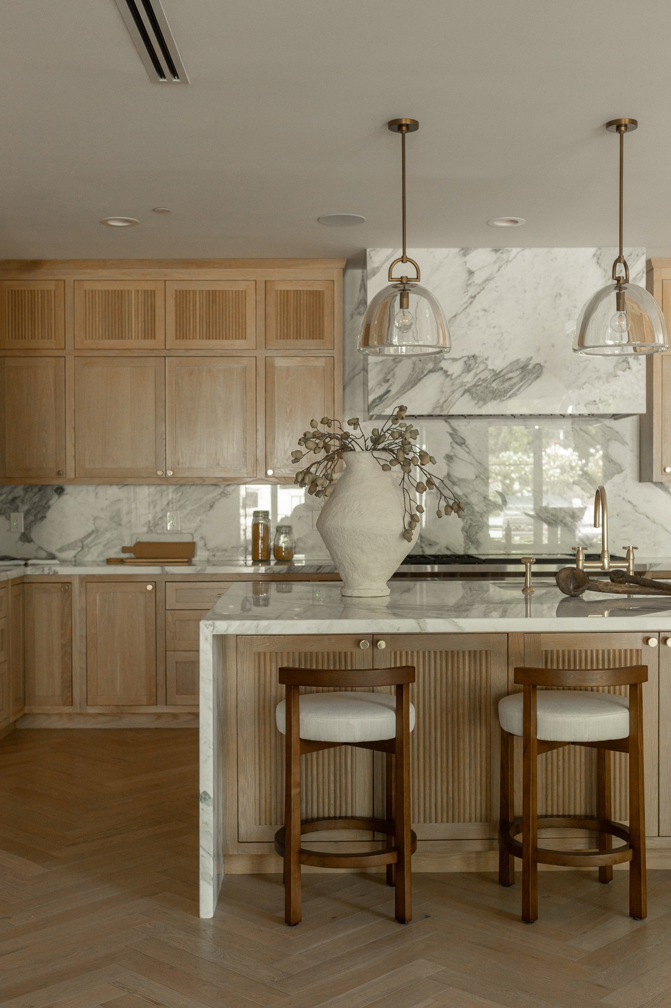 Kitchen, wide, pendant lights